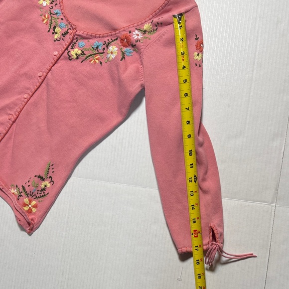 BETSEY JOHNSON Y2K Black Label Pink Floral Embroidered Scoop Neck Cardigan M - Picture 11 of 14